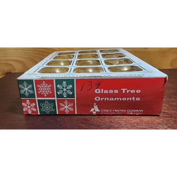 ESSEX FRANKE COMPANY GLASS GOLD BALL CHRISTMAS ORNAMENTS 2” DIAMETER Box Of 9 - Picture 3 of 8